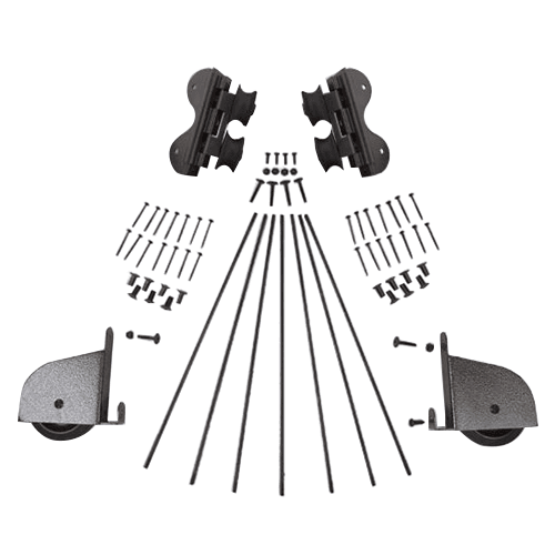 Contemporary swivel rolling hardware kit with Hammered Antique Brass finish for library ladder