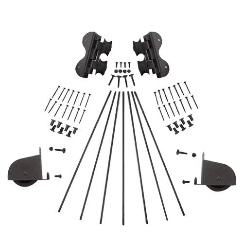 Contemporary Swivel Rolling Hardware Kit in Oil Rubbed Bronze Finish with Solid Aluminum Rail and Quiet Glide Technology