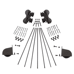 Contemporary Swivel Rolling Hardware Kit in Oil Rubbed Bronze Finish with Solid Aluminum Rail and Quiet Glide Technology