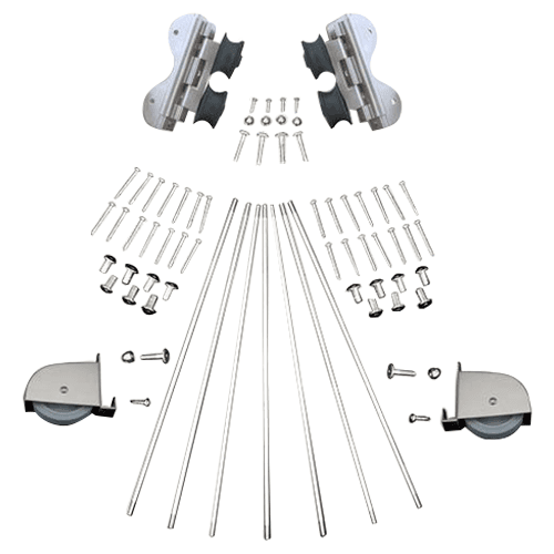 Quiet Glide's Bottom Wheels with Brake and Wide Rung Support Kit for Contemporary Swivel Rolling Hardware Kit in Black Finish