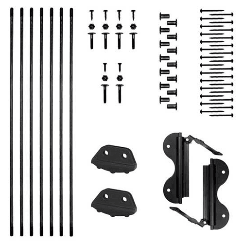 Quiet Glide Stationary Mount Hardware Kit for 20" Wide Library Ladder in Black Finish - Rung Support Kit