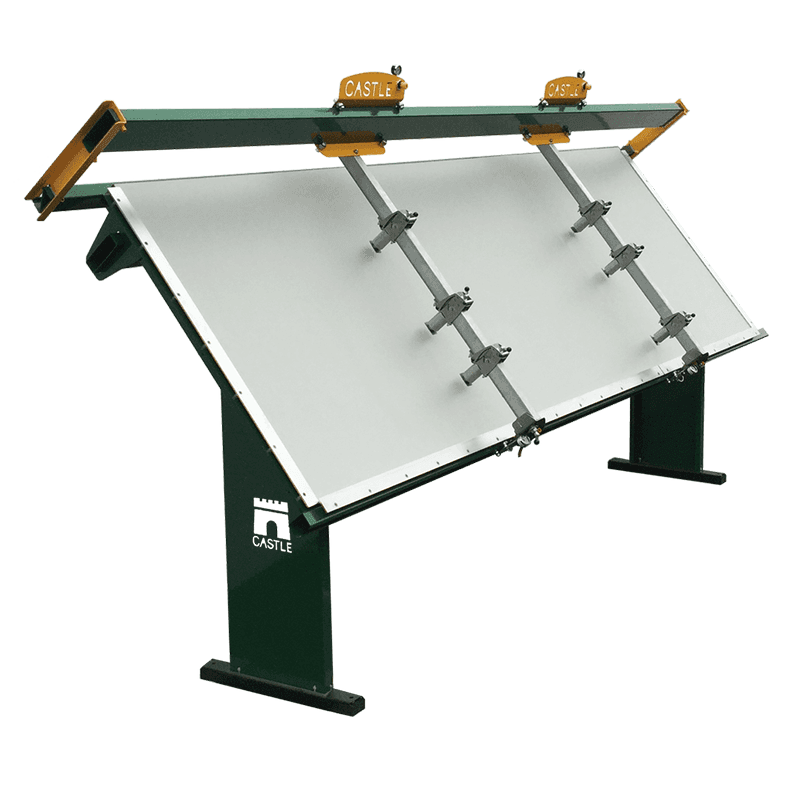 Castle Machinery's AT-Race 4'''' x 12'''' Face Frame Assembly Table with redesigned quick-clamps and open back feature.