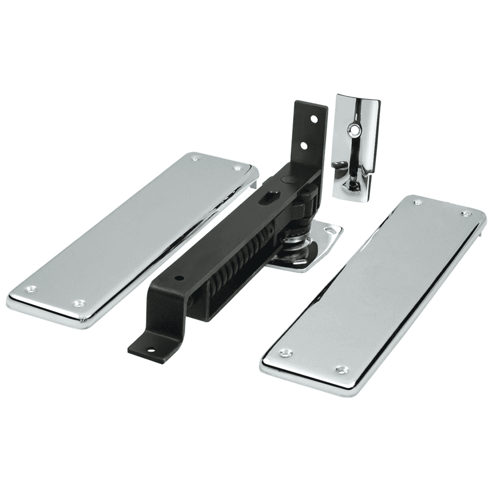DASH95 Double-Action Spring Hinge, 3-3/4" x 9-1/4", Polished Chrome Main - Image