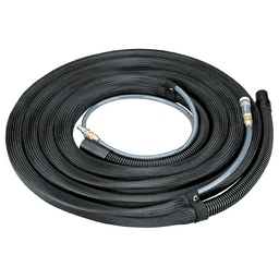 Conductive vacuum hose with integrated air line, 20 ft. length, 1/4" NPT coupler and plugs, mesh protective over-hose