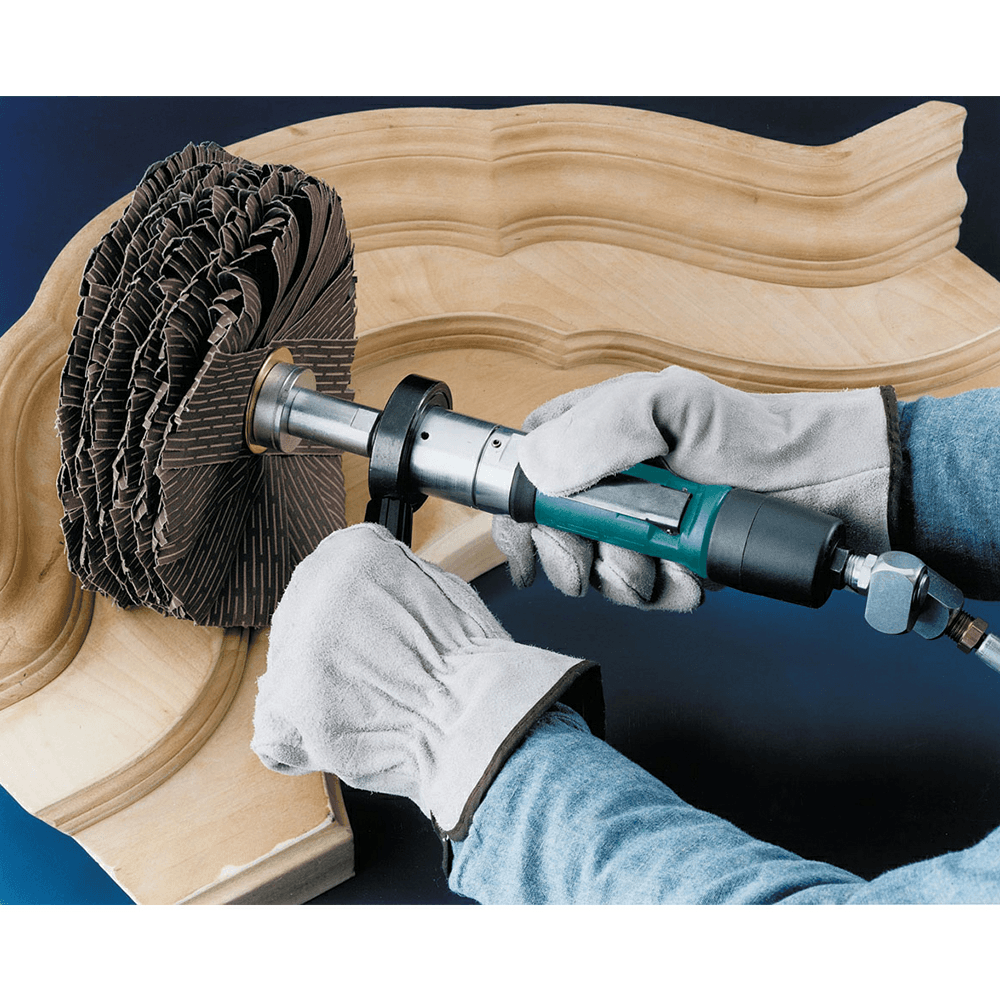 High torque air motor with arbor (1" dia.) for mounting up to six coated abrasive stars