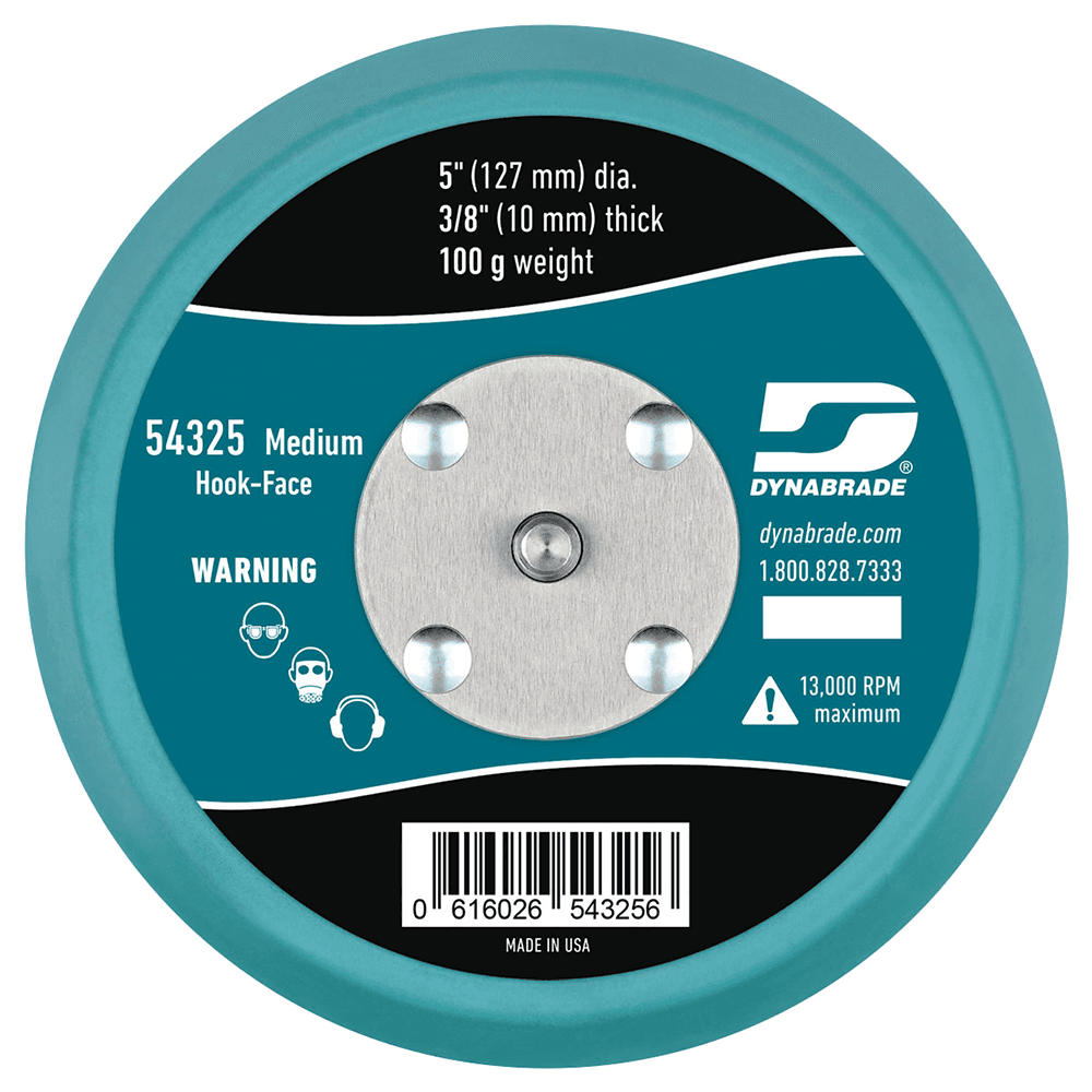 Dynabrade 5" Hook and Loop Short Nap Non-Vacuum Disc Backing Pad with No Holes for Smooth Performance