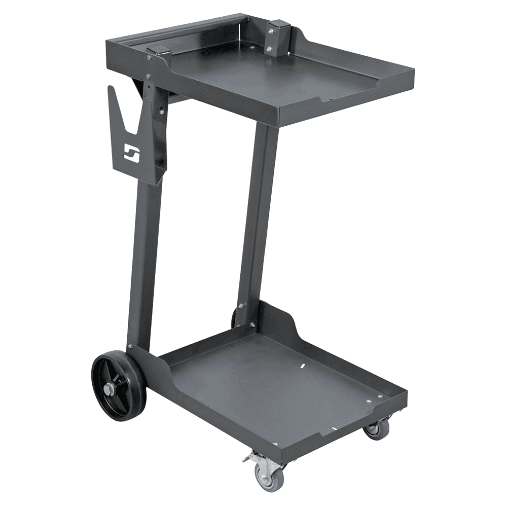 Dynabrade Mini-Raptor Vac Low Vacuum Cart on Enhanced Steel Cart with Accessory Shelf and Tool/Hose Hanger