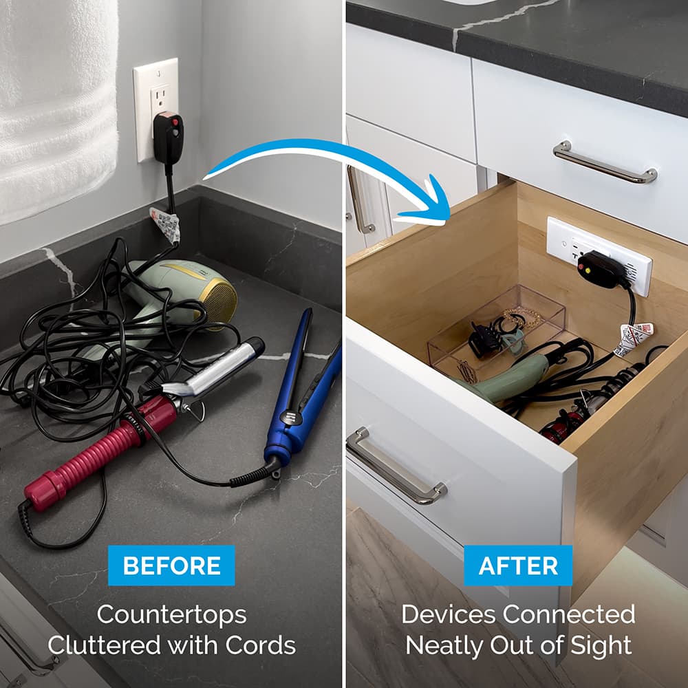 Docking Drawer Blade In-Drawer Outlet with 20-amp 2 AC - GFCI, Black Alt 1 - Image