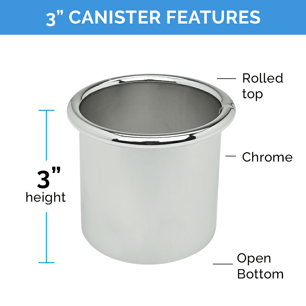 0024-00010S 3" Round Open Bottom Docking Drawer Canister, Chrome Alt 6 - Image