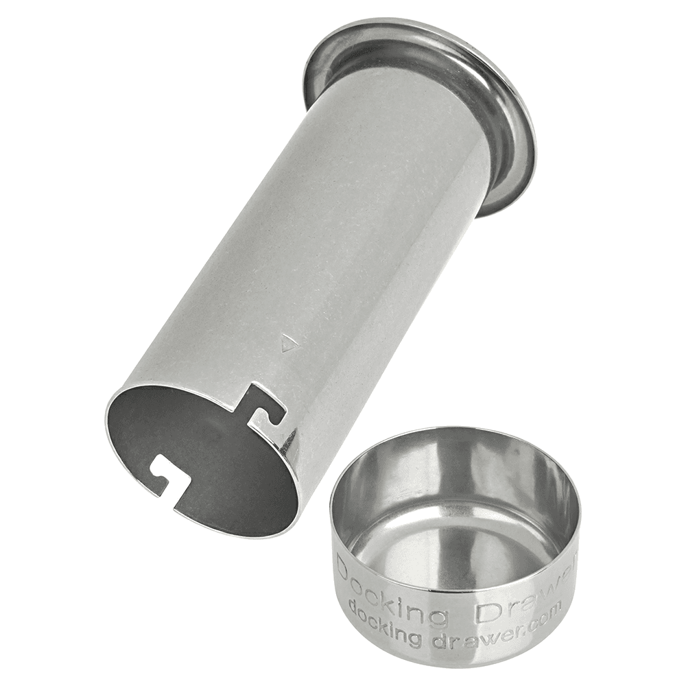 0024-00502 2" Round Capped Bottom Docking Drawer Canister, Stainless Steel Alt 1 - Image