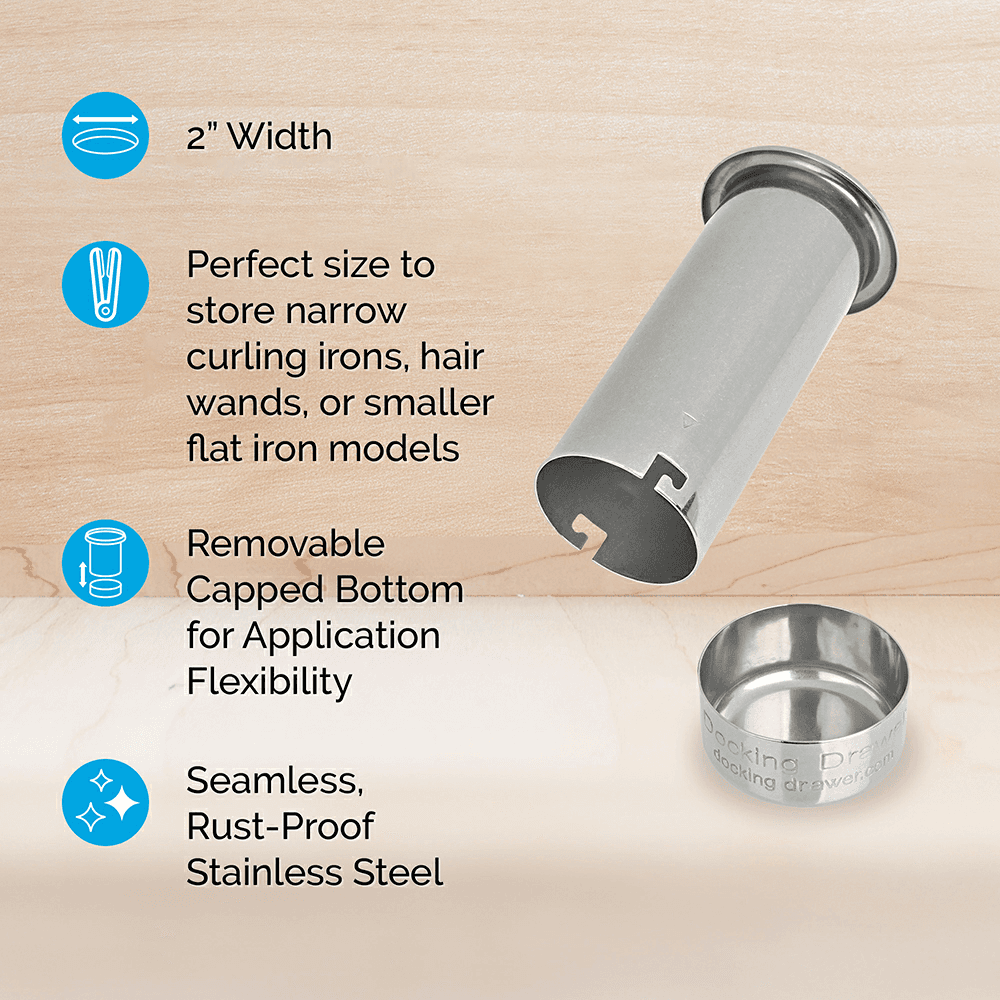 0024-00502 2" Round Capped Bottom Docking Drawer Canister, Stainless Steel Alt 5 - Image