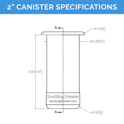0024-00502 2" Round Capped Bottom Docking Drawer Canister, Stainless Steel Alt 8 - Image