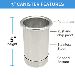 0024-00503 3" Round Capped Bottom Docking Drawer Canister, Stainless Steel Alt 6 - Image