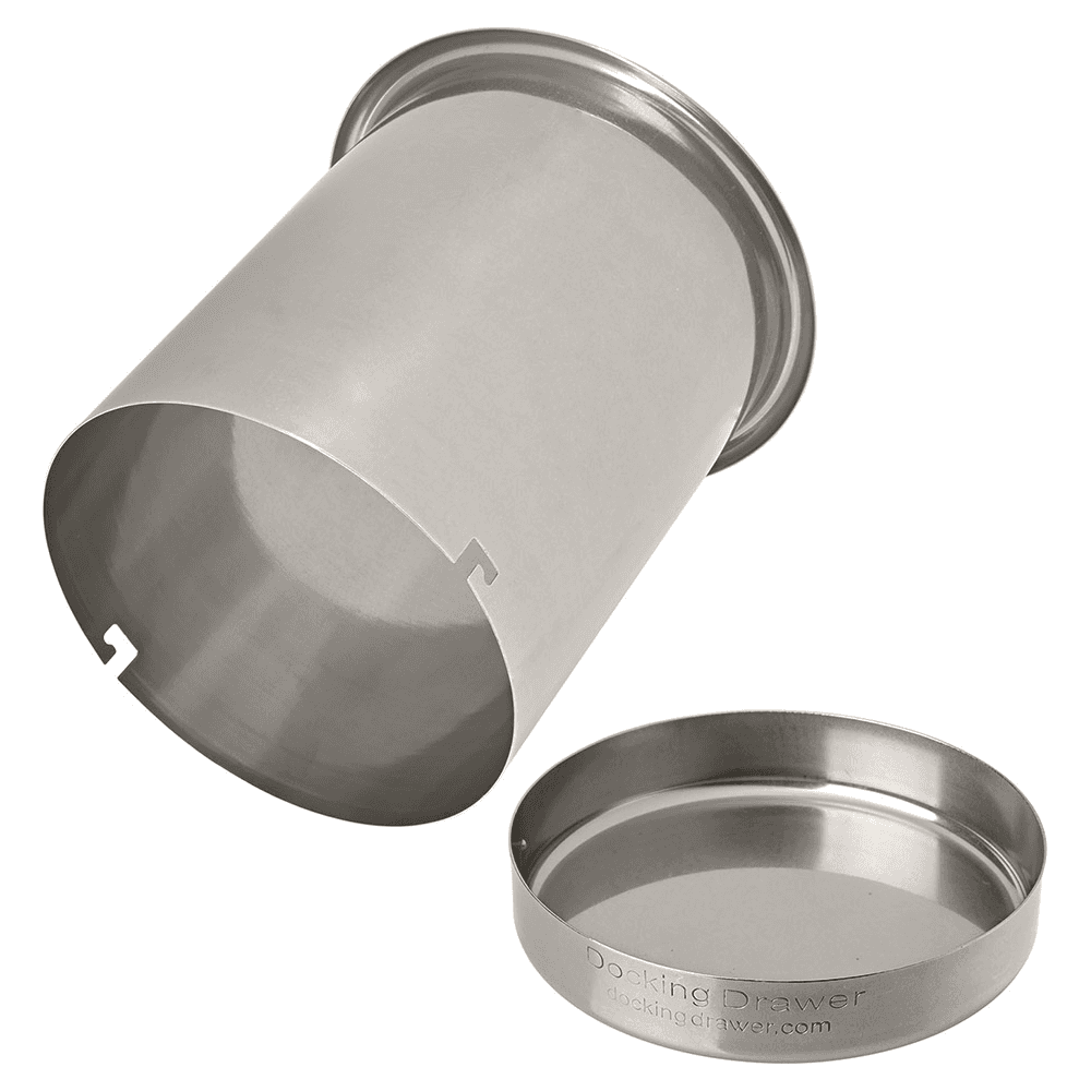 5" Round Capped Bottom Docking Drawer Canister, Stainless Steel Alt 1 - Image