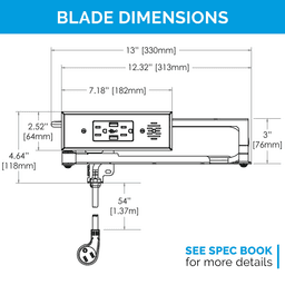 Docking Drawer Blade In-Drawer Outlet with 2 15-amp AC outlets and 2 USB-A ports, Stainless Steel - Alt Image 4