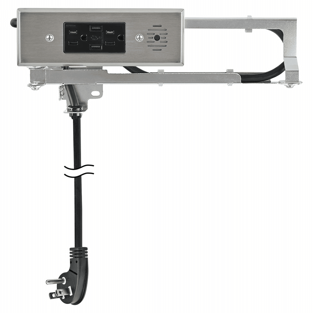 Docking Drawer Blade In-Drawer Outlet with 2 15-amp AC outlets and 2 USB-A ports, Stainless Steel - Main Image