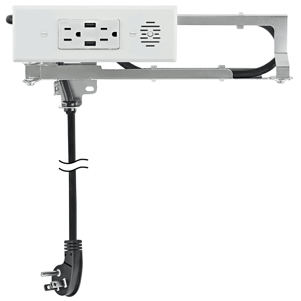 Docking Drawer Blade In-Drawer Outlet with 2 15-amp AC outlets and 2 USB-A ports, White - Main Image