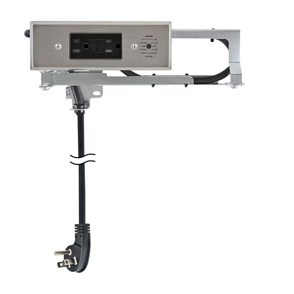 Docking Drawer 15 Amp Blade Compact Vanity Outlet with 2 AC Outlets GFCI, Stainless Steel - Main Image