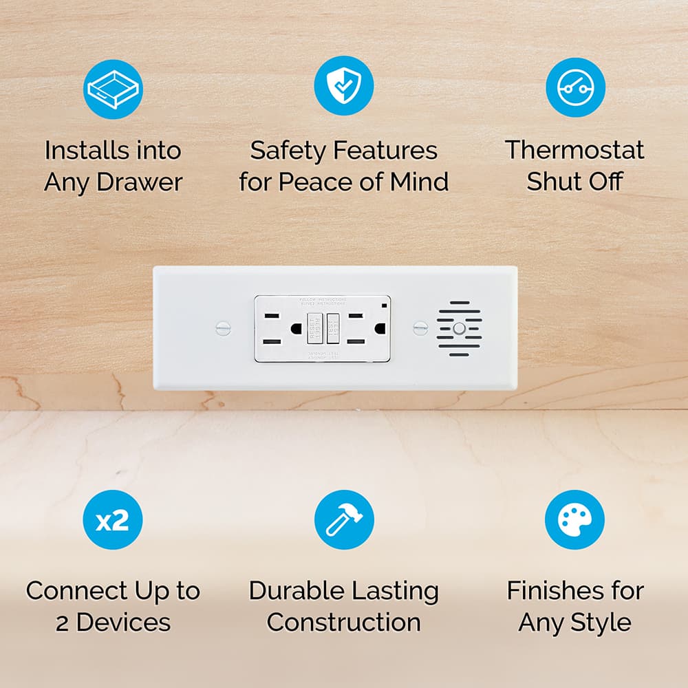 Docking Drawer Blade In-Drawer Outlet with 15-amp 2 AC - GFCI, White Alt 1 - Image