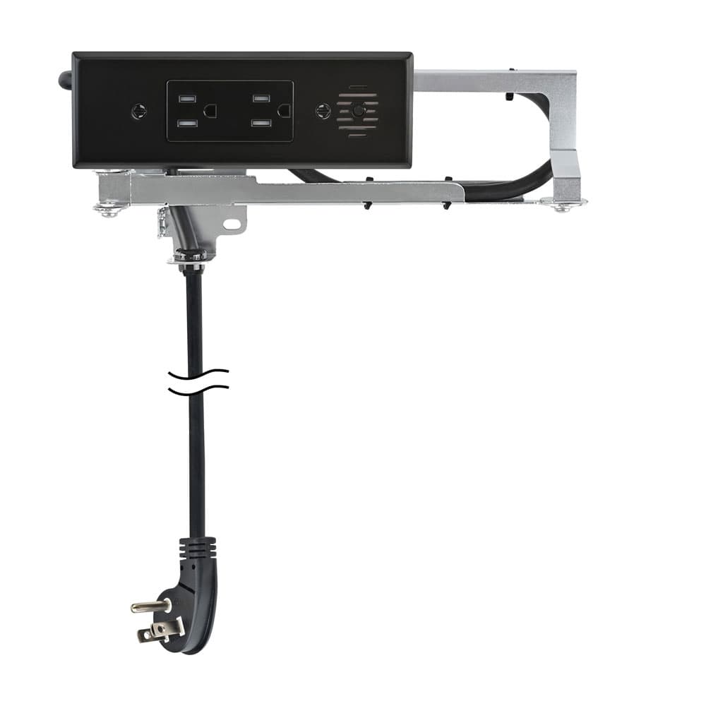 Docking Drawer 15 Amp Blade Compact Vanity Outlet with 2 AC Outlets, Black - Main Image