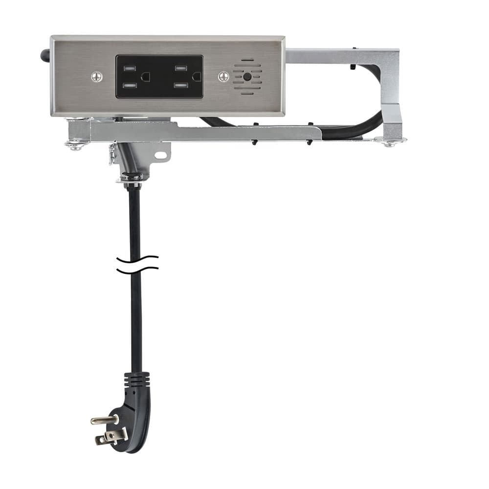 Docking Drawer 15 Amp Blade Compact Vanity Outlet with 2 AC Outlets, Stainless Steel - Main Image