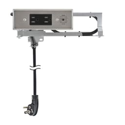 Docking Drawer 15 Amp Blade Compact Vanity Outlet with 2 AC Outlets, Stainless Steel - Main Image