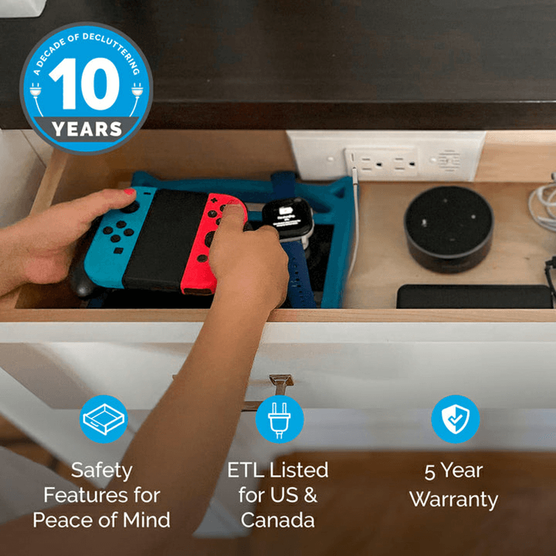 Docking Drawer Blade In-Drawer Outlet with 2 15-amp AC outlet and 65W USB-C Port, Stainless Steel Alt 3 - Image