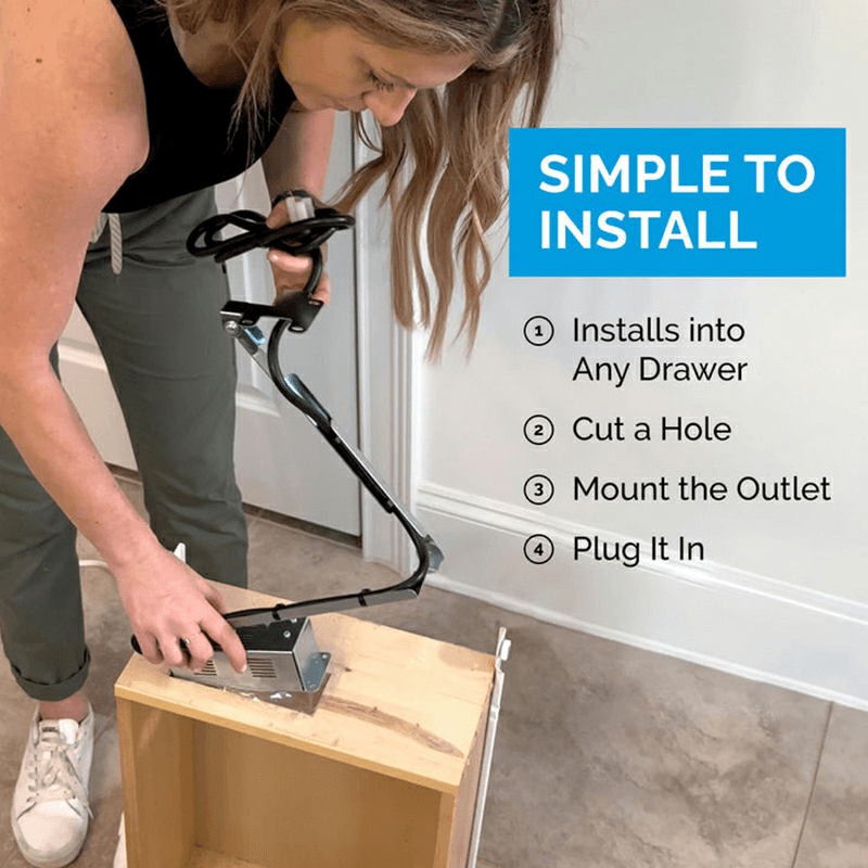 Docking Drawer Blade In-Drawer Outlet with 2 15-amp AC outlet and 65W USB-C Port, White Alt 4 - Image