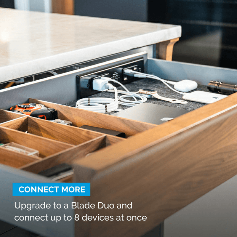 Docking Drawer Blade In-Drawer Outlet with 2 15-amp AC outlet and 65W USB-C Port, Stainless Steel Alt 6 - Image