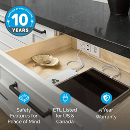 Docking Drawer Blade In-Drawer Outlet with 2 30W USB-C/USB-A Port, White Alt 3 - Image