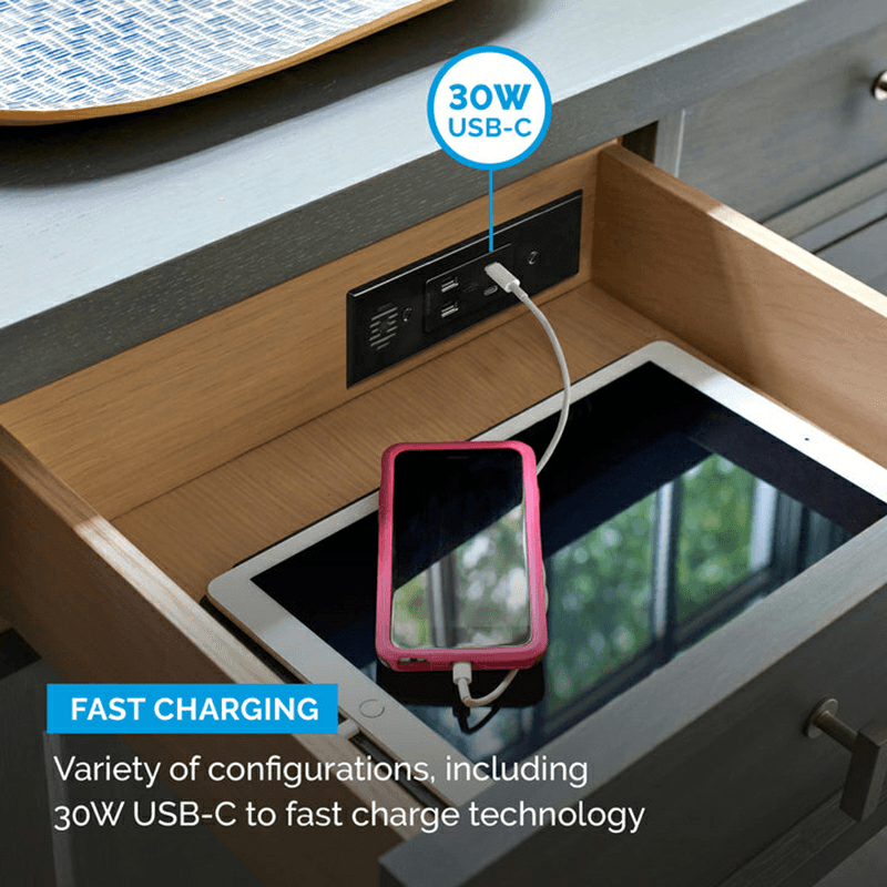 Docking Drawer Blade In-Drawer Outlet with 2 30W USB-C/USB-A Port, White Alt 5 - Image