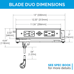 Docking Drawer Blade Duo In-Drawer Outlet with 2 15-amp AC outlets, 2 USB-C PD and 4 USB-A ports, Black - Alt Image 2