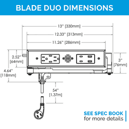 Docking Drawer Blade Duo In-Drawer Outlet with 2 15-amp AC Outlet and 4 30W USB-C/2 USB-A Port, White Alt 7 - Image