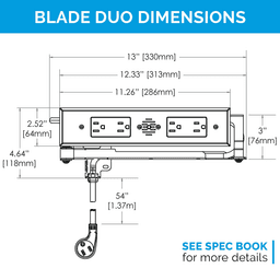 Docking Drawer Blade Duo In-Drawer Outlet with 4 15-amp AC outlets, Black - Alt Image 2