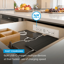 Docking Drawer Blade Duo In-Drawer Outlet with 4 15-amp AC Outlet and 4 65W USB-C Port, White Alt 4 - Image