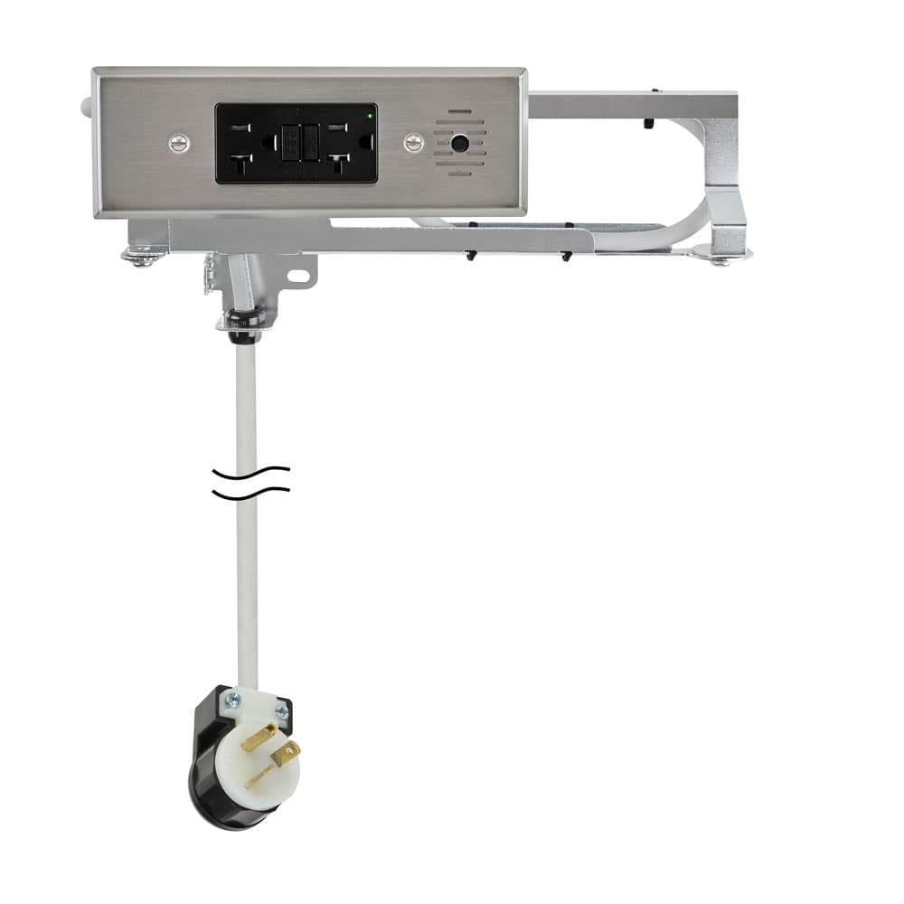 Docking Drawer 20 Amp Blade Compact Vanity Outlet with 2 AC GFCI Outlets, Stainless Steel - Main Image