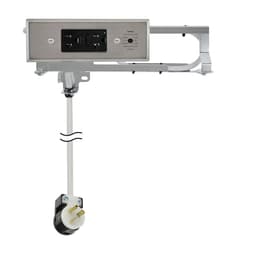 Docking Drawer 20 Amp Blade Compact Vanity Outlet with 2 AC GFCI Outlets, Stainless Steel - Main Image