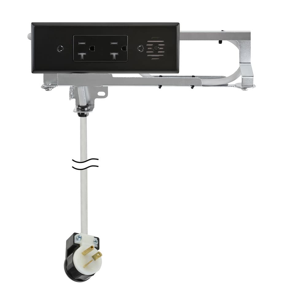 Docking Drawer 20 Amp Blade Compact Vanity Outlet with 2 AC Outlets, Black - Main Image
