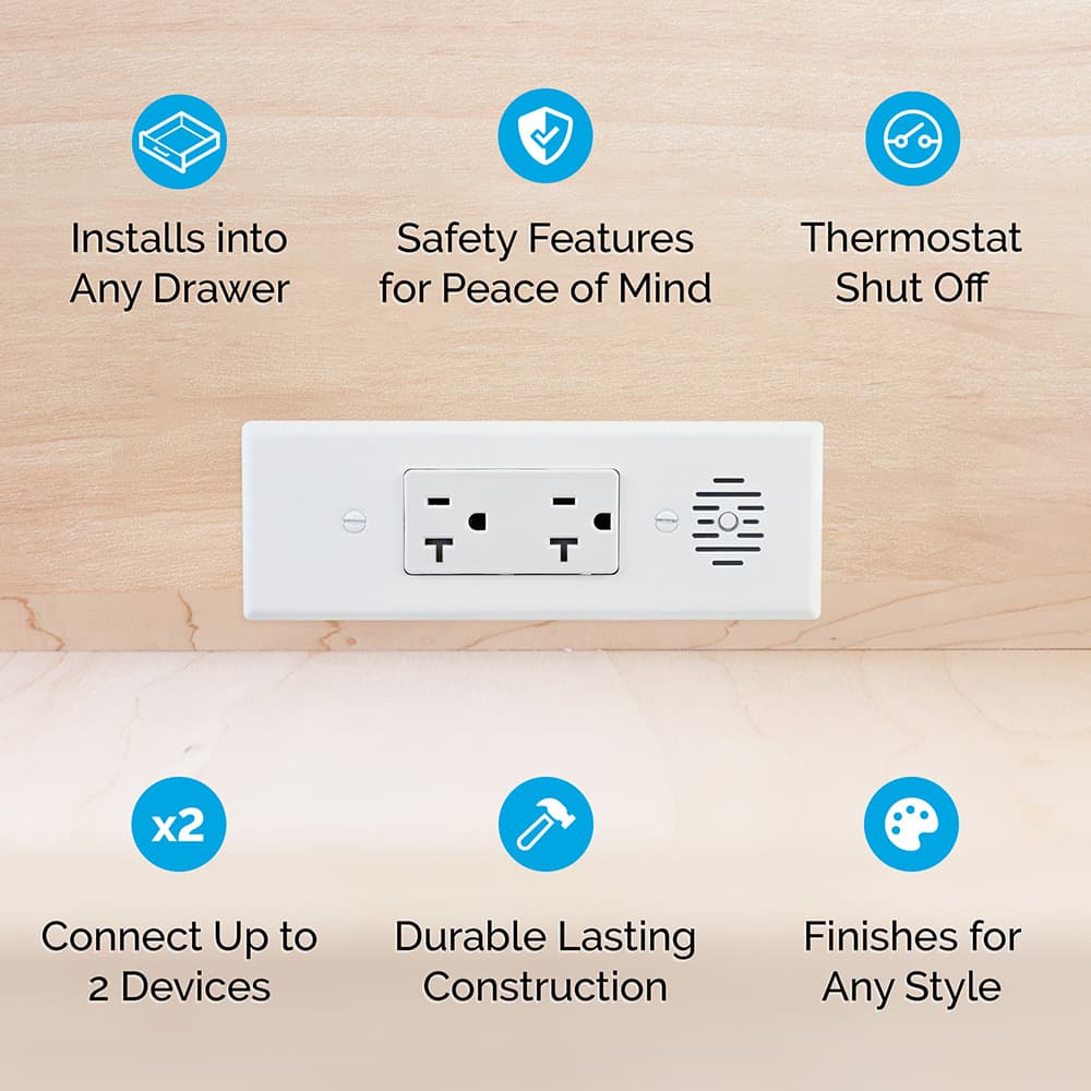 Docking Drawer Blade In-Drawer Outlet with 20-amp 2 AC, White Alt 1 - Image