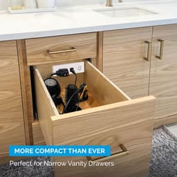 Docking Drawer 20 Amp Blade Compact Vanity Outlet with 2 AC Outlets, White - Feature 3 Image