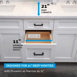 Docking Drawer 20 Amp Blade Compact Vanity Outlet with 2 AC Outlets, White - Feature 6 Image