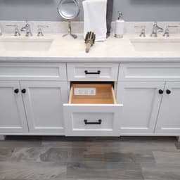 Docking Drawer 20 Amp Blade Compact Vanity Outlet with 2 AC Outlets, White - LifeStyle Image