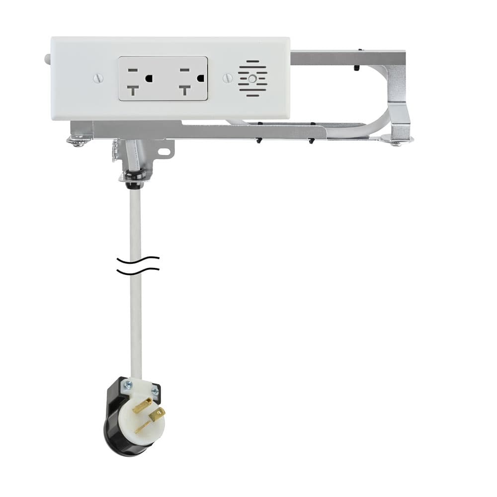 Docking Drawer 20 Amp Blade Compact Vanity Outlet with 2 AC Outlets, White - Main Image