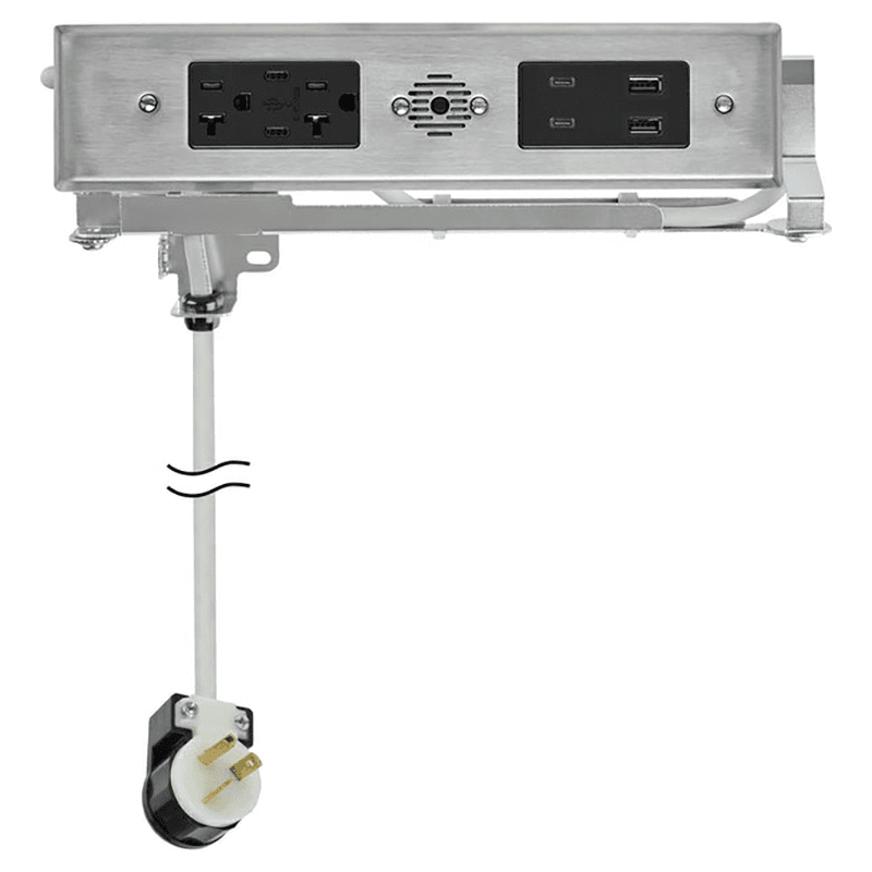 Docking Drawer Blade Duo In-Drawer Outlet with 2 20-amp AC Outlet and 4 30W USB-C/2 USB-A Port , Stainless Steel Main - Image