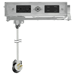 Docking Drawer Blade Duo In-Drawer Outlet with 2 20-amp AC Outlet and 4 30W USB-C/2 USB-A Port , Stainless Steel Main - Image