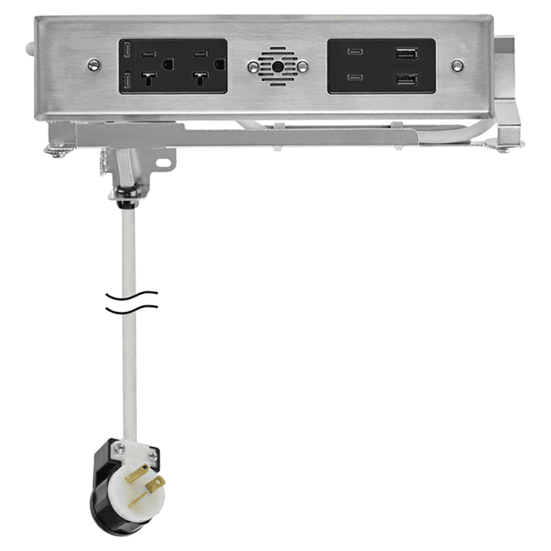 Docking Drawer Blade Duo In-Drawer Outlet with 2 20-amp AC Outlet and 2 65W USB-C/30W USB-C/USB-A Port, Stainless Steel Main - Image