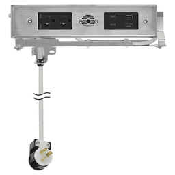 Docking Drawer Blade Duo In-Drawer Outlet with 2 20-amp AC Outlet and 2 65W USB-C/30W USB-C/USB-A Port, Stainless Steel Main - Image