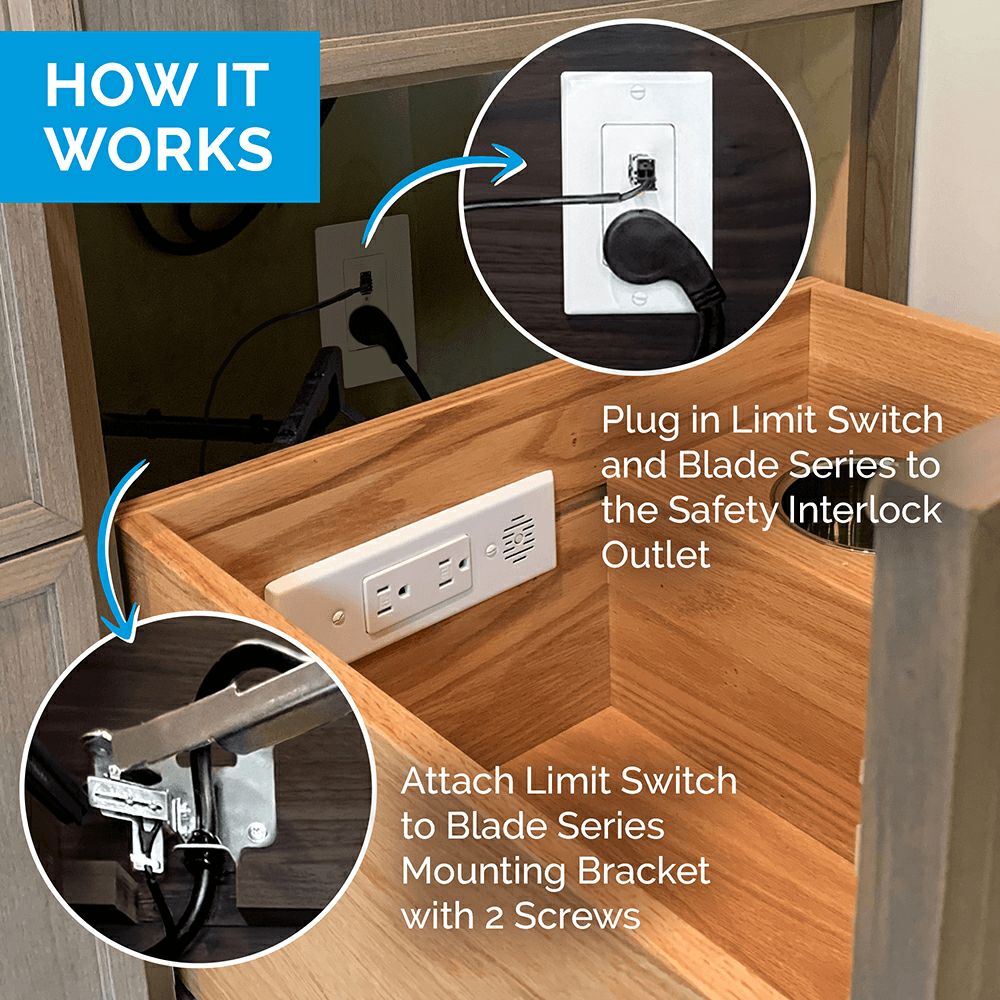 Docking Drawer 15-amp Safety Interlock Outlet with Blade Limit Switch, White Alt 4 - Image