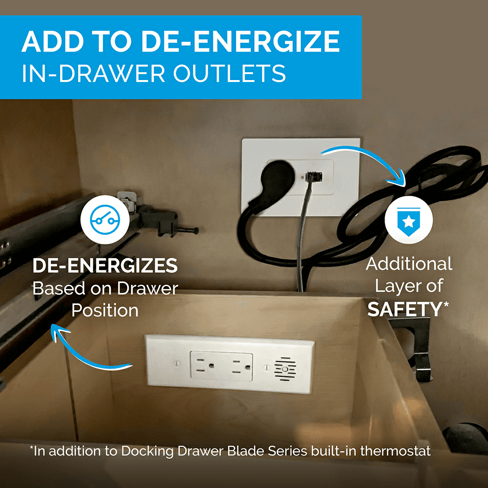 Docking Drawer 15-amp Safety Interlock Outlet with Blade Limit Switch, White Alt 5 - Image