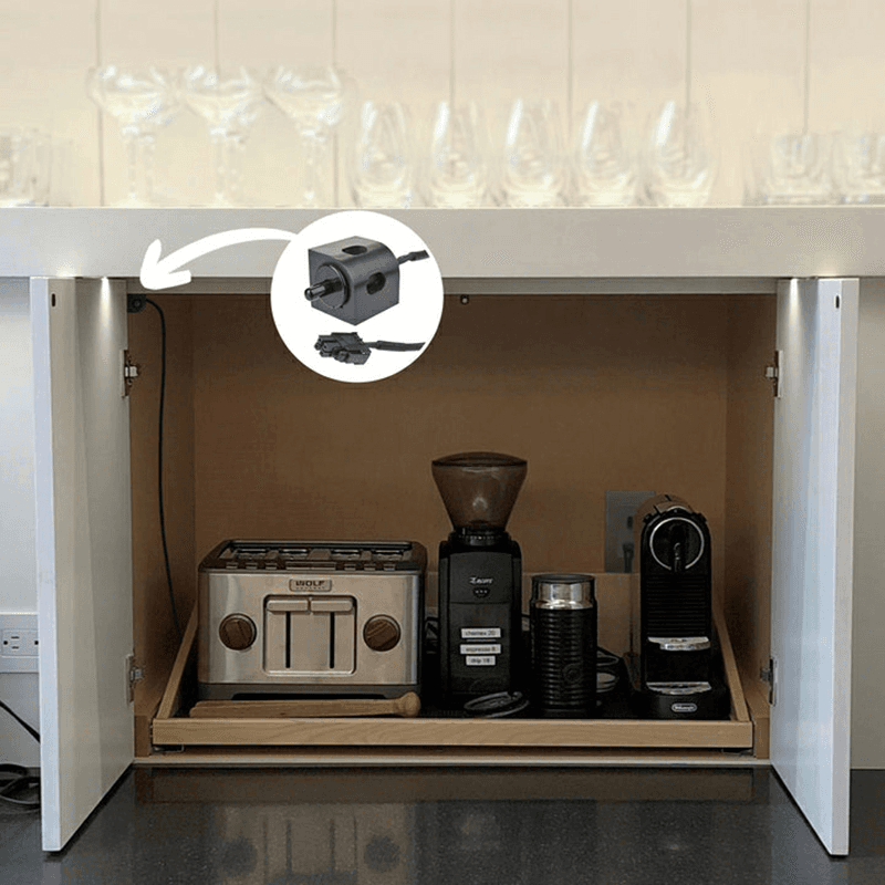 Docking Drawer 20-amp Safety Interlock Outlet with Corner Mount Black Limit Switch Turns OFF Power Alt 2 - Image